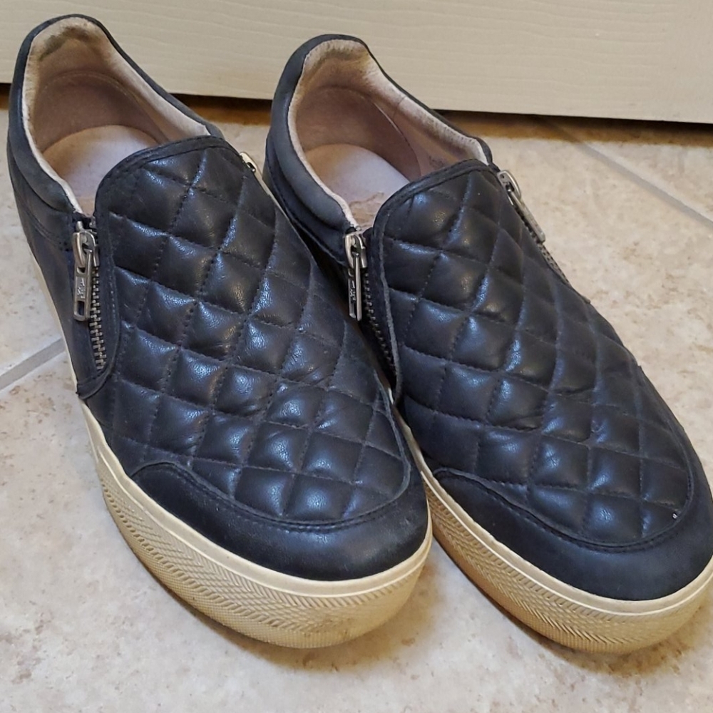 Ash Black Jodie Quilted Leather Platform Sneakers